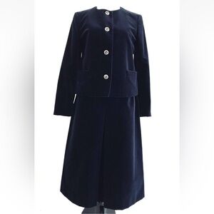 The Scotch House | Crewneck Velour Blazer Skirt Set Womens Size 4 Blue
